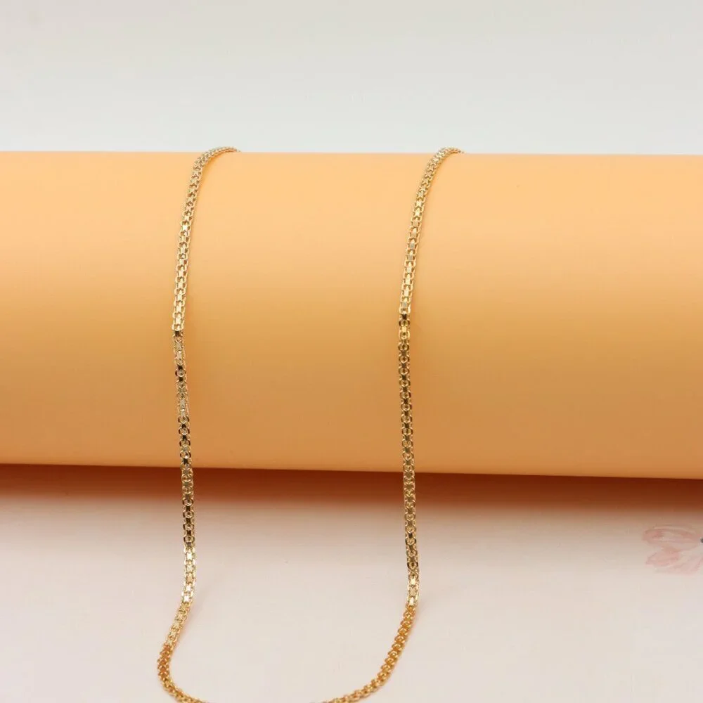 Sleek Flat Rose Gold Box Chain Necklace Lobster Clasp Closure, XPNL0231
